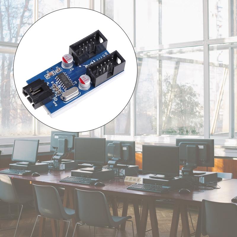 9pin USB Header Male 1 to 2 Female Extension Card USB 2.0 Splitter Cable Connector for Motherboard, Adapter Port