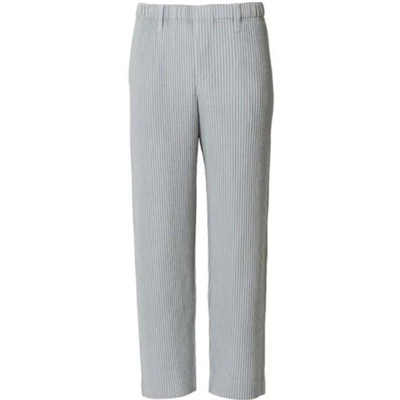 

Чоловічі японські плісировані штани прямого крою в стилі Міяке - Вільні повсякденні довгі штани для весни та осені 2XL сірий колір