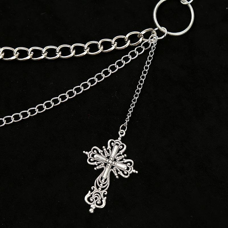 Personalized Metal Pants Chain with Cross Pendant - Hip Hop Rock Style Waist Accessory