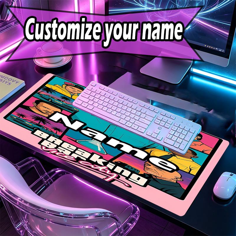 Benutzerdefinierter Name Personalisierte Grand Theft Auto VI Muster Mauspads, Laptop PC Schreibtischunterlage, Dekorative Schreibtischmatte für Zuhause Tastaturpad Geschenk