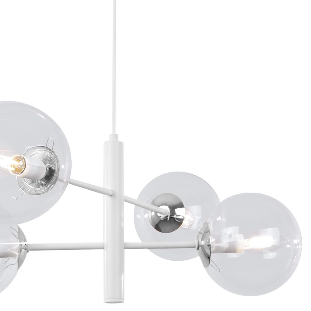 Vicenza Hanging Lamp White-Chrome 4-Flat Clear Lamp E14