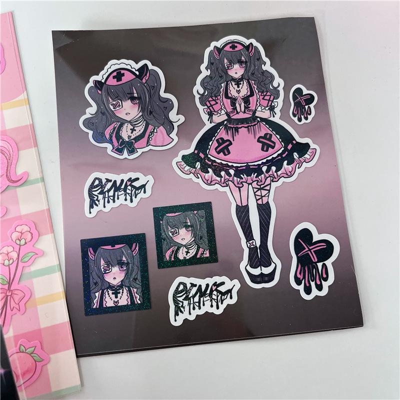 Korean Cute Maid Devil Angel Girl Stickers Scrapbooking DIY Album Decoration Sticker Aesthetic Personalized Kawaii Stationery