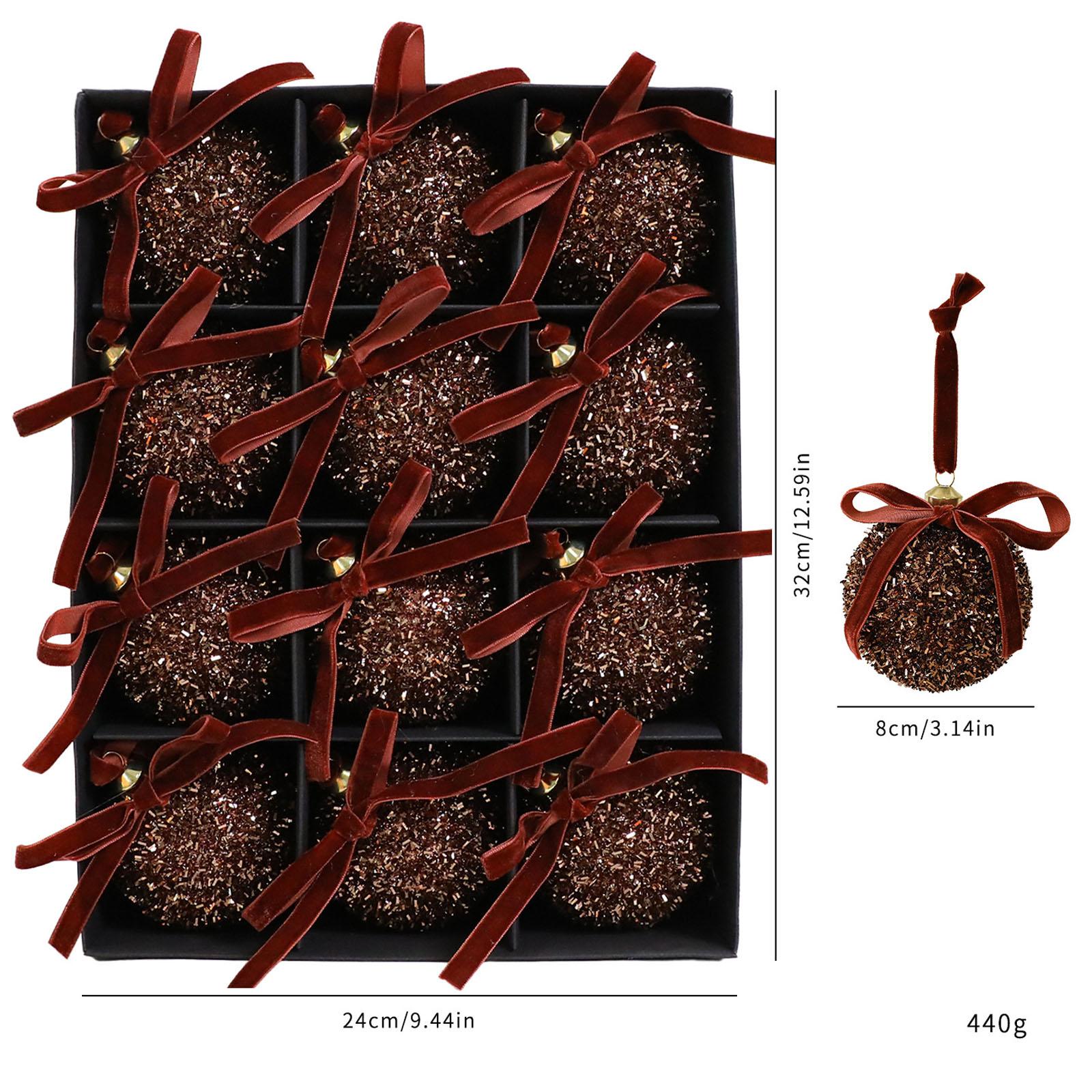 Набор из 16 штук 8-сантиметровых елочных шаров с лентой, подходит для украшения елки One Size