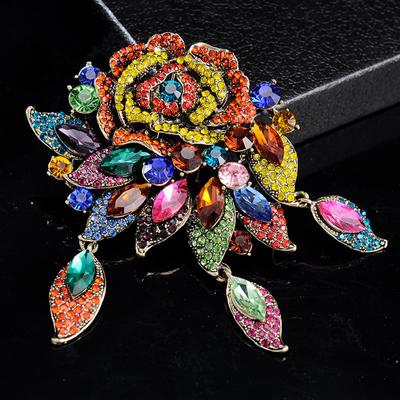 Broche en strass de grande taille, style baroque atmosphérique classique vintage, corsage vintage de luxe