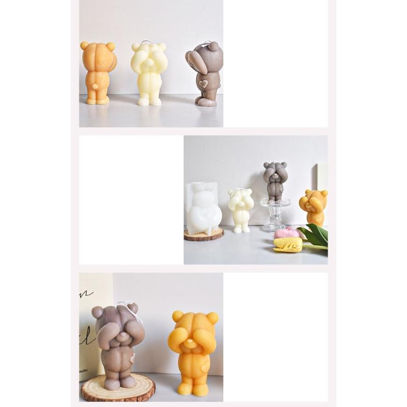 3D Eyecover Bear Shape Candle Silicone Mold for DIY Hand-made Candle Ornaments Mould Handicrafts Making Tool Baking Mold