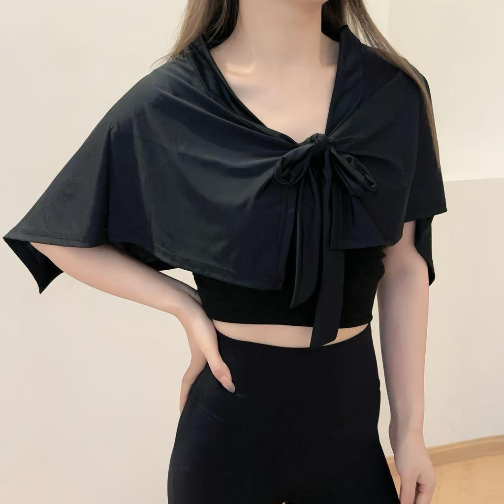 Versatile Ice Silk Yoga Shawl with Sun Protection & Hip-Covering Skirt Flap