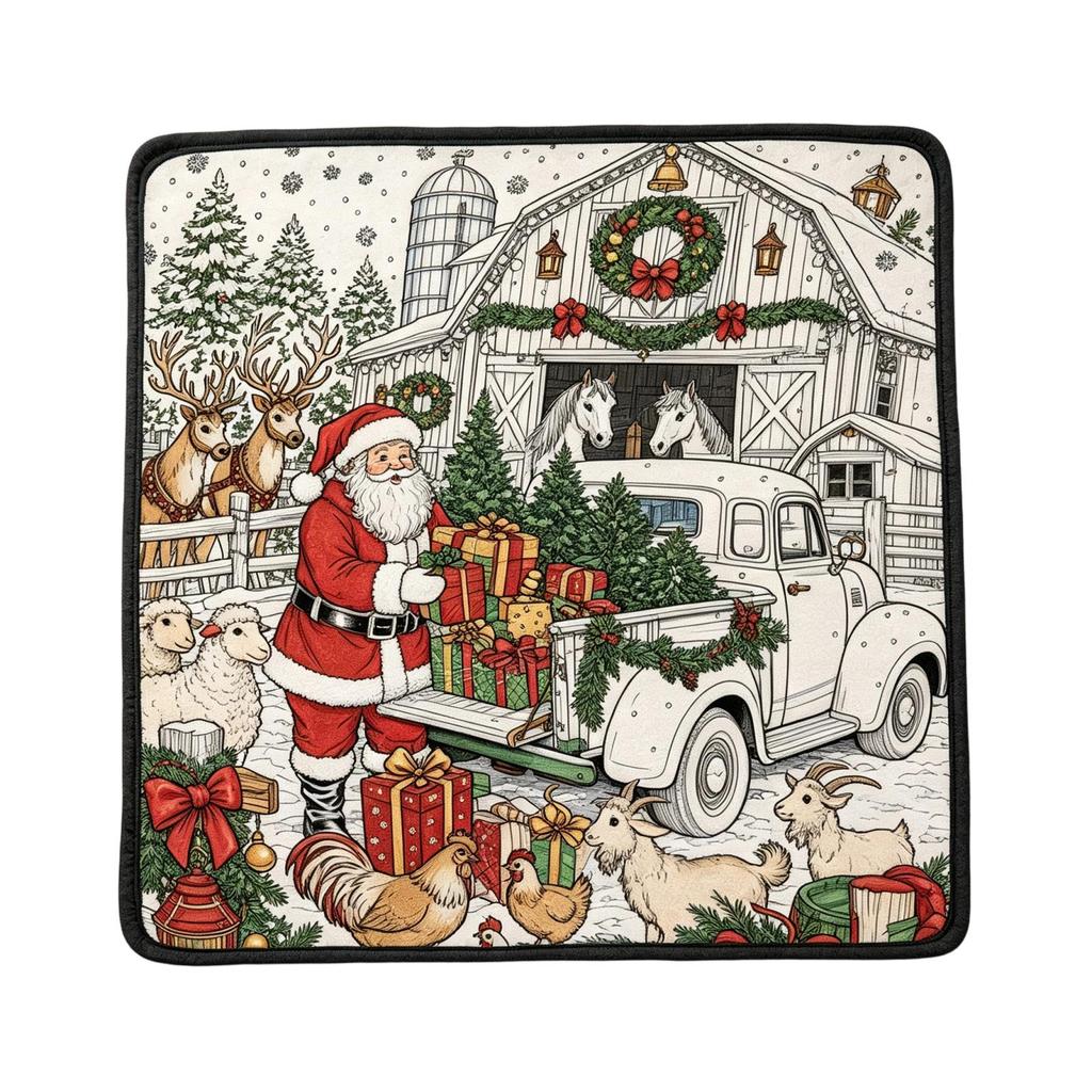 Christmas Doodle Coloring Blanket with Watercolor Pens, Soft Velvet for Creative Fun, 150 130 Cm