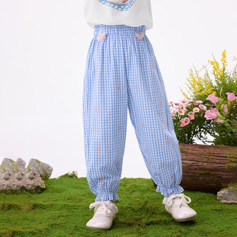 Xiaoyinman Girls  Pure Cotton Plaid Heart Mosquito Repellent Joggers 130