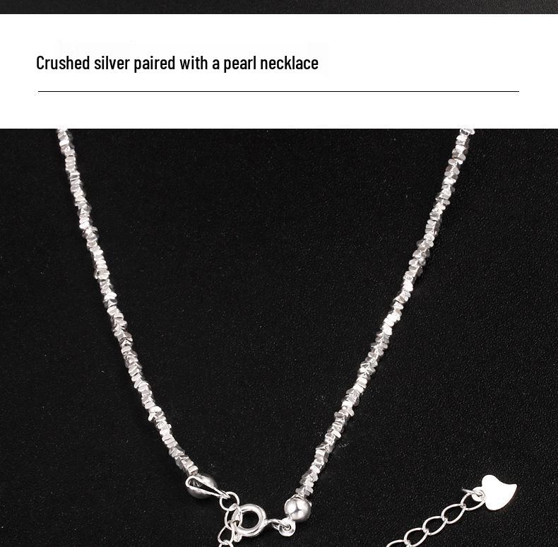 Xiaohongshu S925 Sterling Silver Korean Japanese Style Crushed Silver Freshwater Pearl Necklace & Bracelet Set