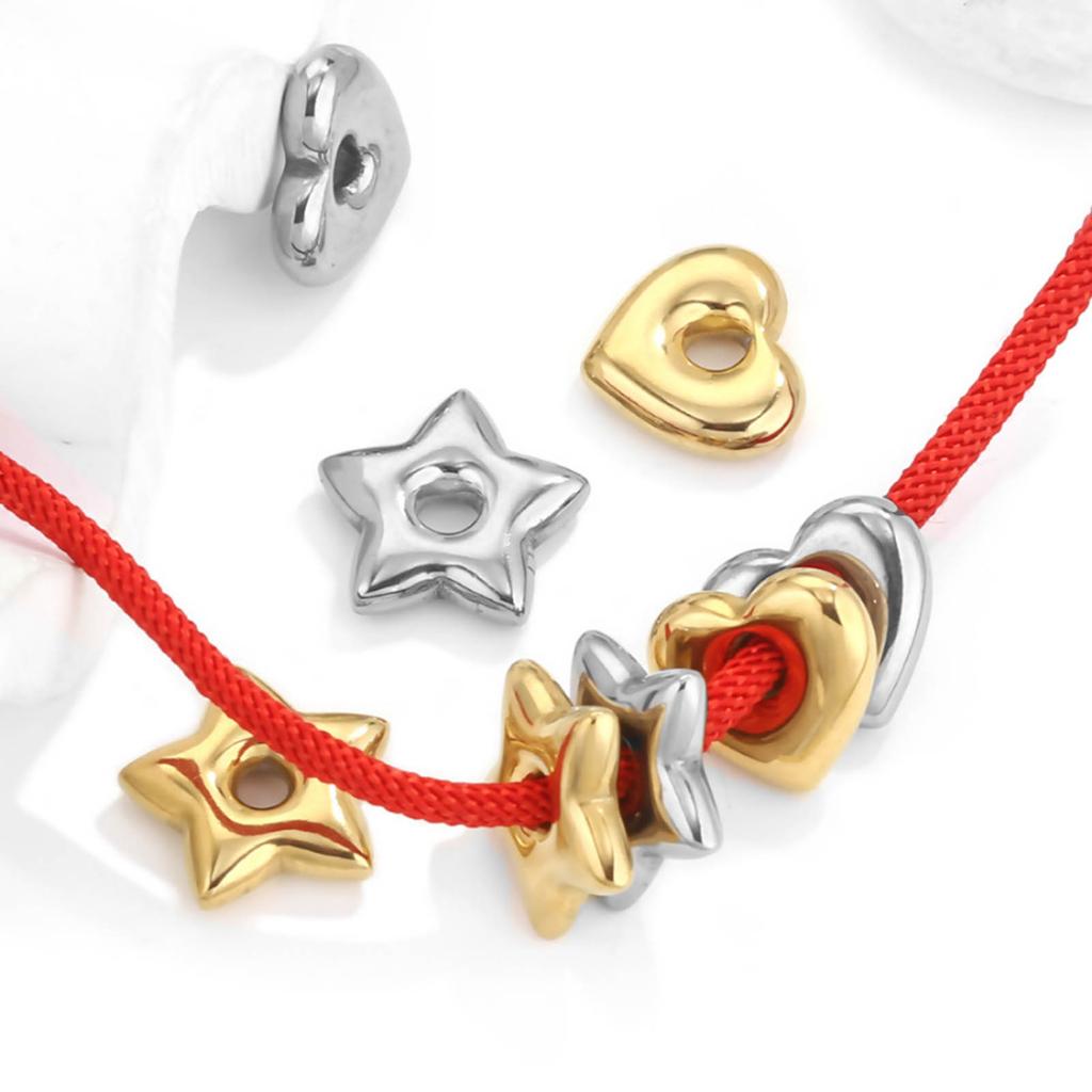 Stainless Steel Heart Star Charm for Jewelry Making Loose Spacer Beads Hole 3.5mm for DIY Bracelets Necklace Keychain