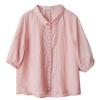Summer New Cotton and Linen Embroidered Shirt Women's Loose and Thin Lapel Five-quarter Sleeve Versatile Temperament Cardigan Top
