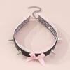 Collier Choker Gothique Rose Noir Dentelle Clous Cuir Colliers Bijoux Filles Costume pour Femmes Filles Accessoires Gothiques