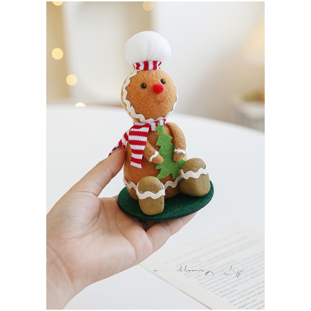 Christmas Spiced Cookie Man Plush Foam Figurine for Festive Decoration Suitable for Holiday Desktop and Shelf Use