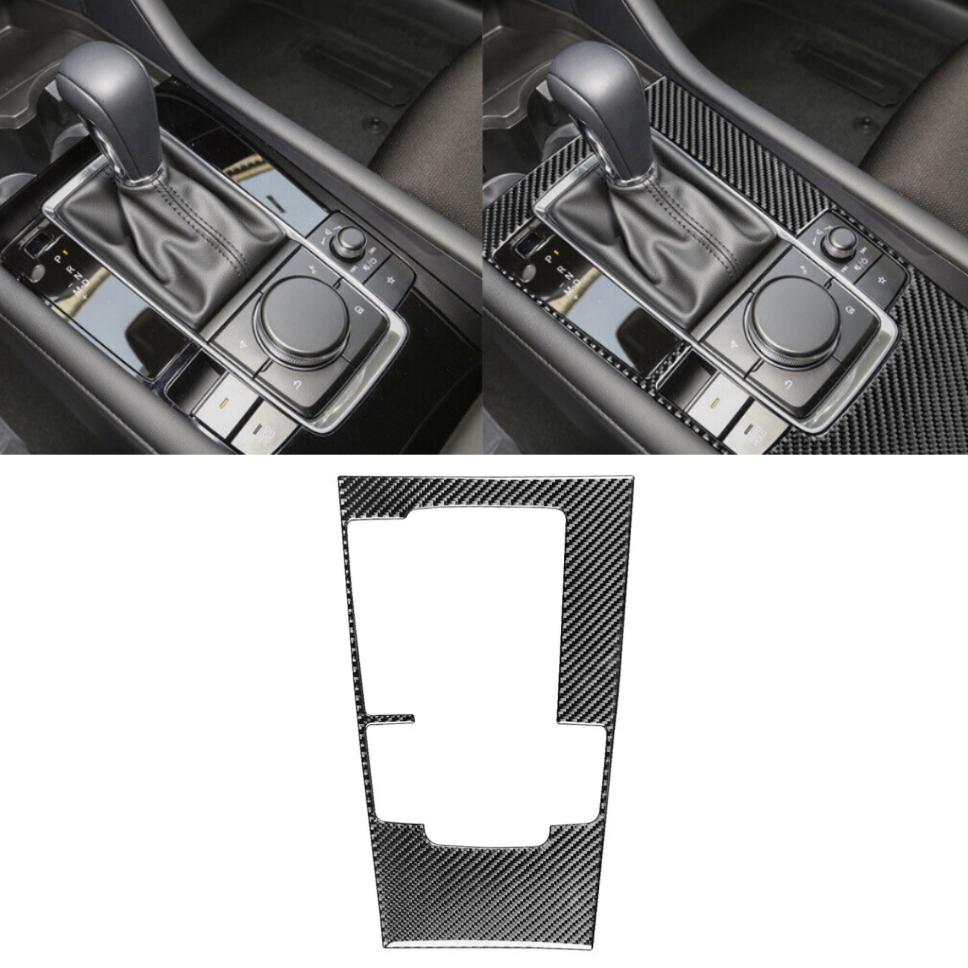 Carbon Fiber Central Console Gear Shift Sticker LHD Fit For Mazda 3 Axela