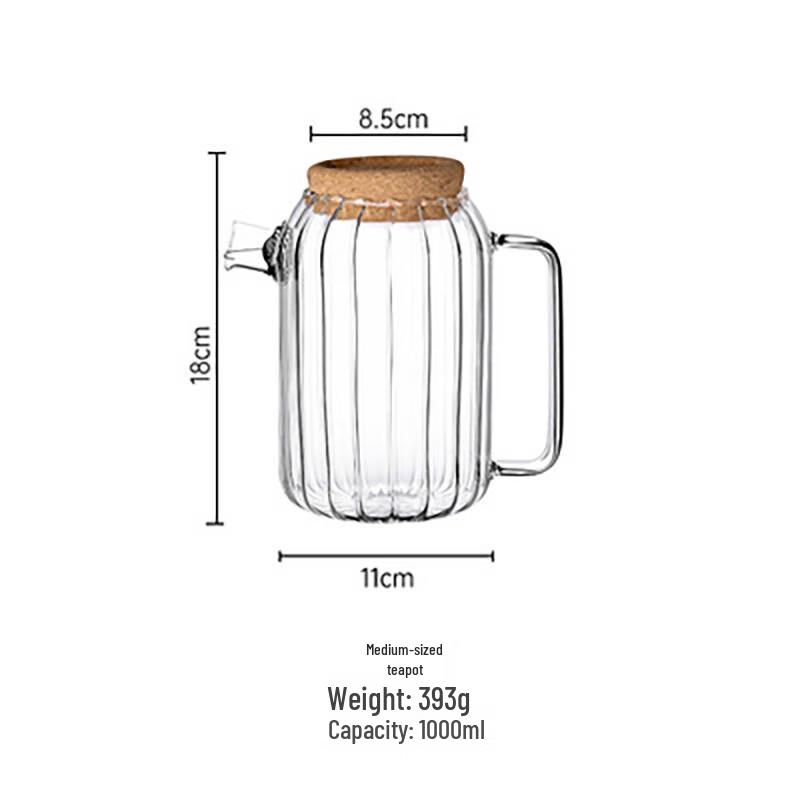 Shangqi 1000ml Glass Water Pitcher with Wooden Button Lid