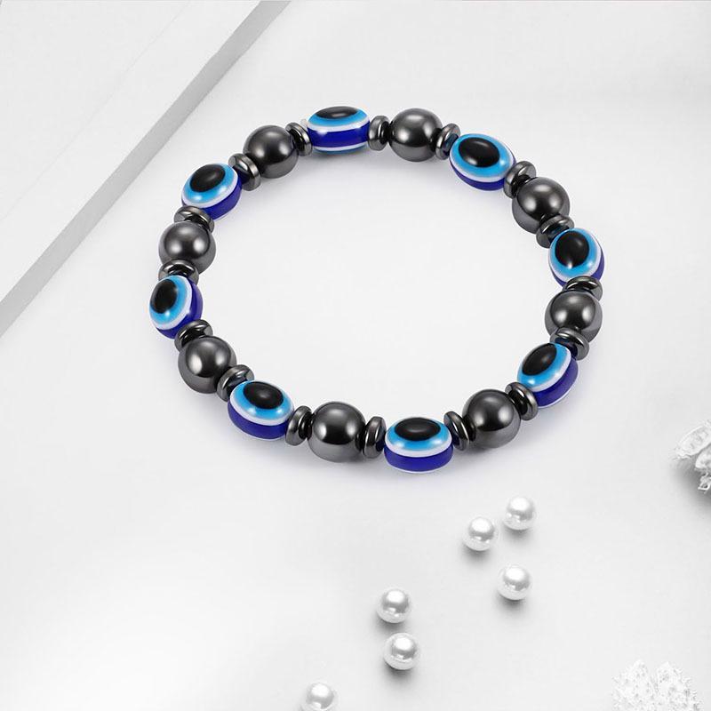 New Arrival Turkish Evil Eyes Bracelet Hematite Stone Therapy Health Care Magnetic Bangle Yoga Bracelets for Women Men Jewelry