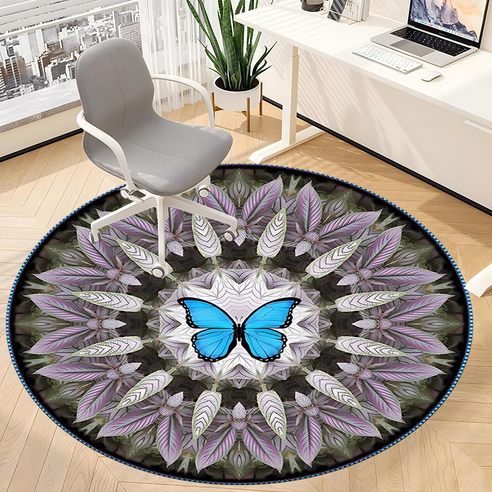 1pc Butterfly Mandala Chair Carpet for Office - Durable, Ideal for Chair Mats, Stylish & Functional Decorative Rug yy260130063