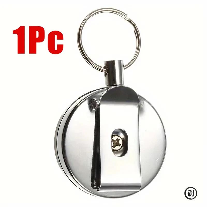 Duty Badge Reels Retractable Badge Holder, Metal Retractable Keychain Badge Reel ID Badge Holder with Belt Clip Key Ring