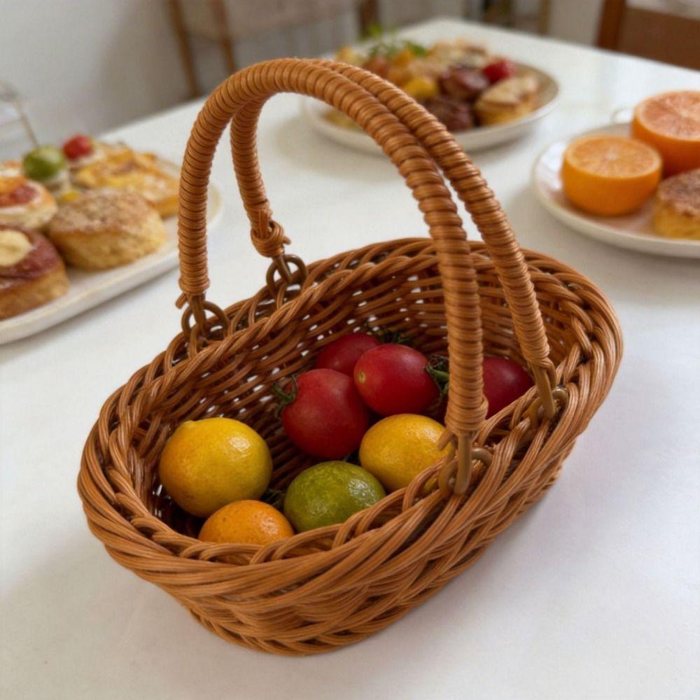 Household Bread Container Portable Fruit Storage Baskets Faux Wicker Tray  Restaurant Use