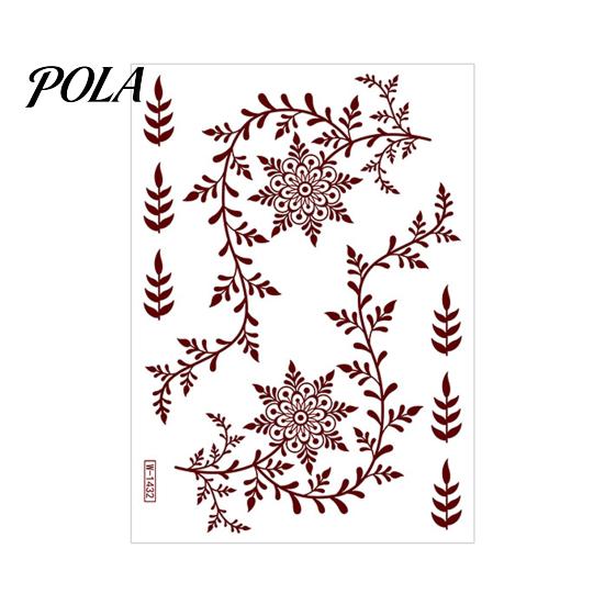 Henna Tattoo Stickers, Red Brown Waterproof Lace Temporary Tattoos, Indian Mehndi Body Art for Hands Feet, Festival Makeup