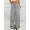 Autumn and Winter Women's New Casual Striped Solid Color Loose Wide Leg Straight Leg Pants