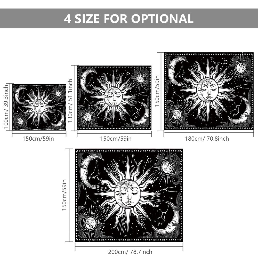 Aesthetic Black and White Sun Moon Tapestry Wall Decoration Hanging Tapestry for Bedroom Living Room 150 X 200cm/ 59 X 78.7inch