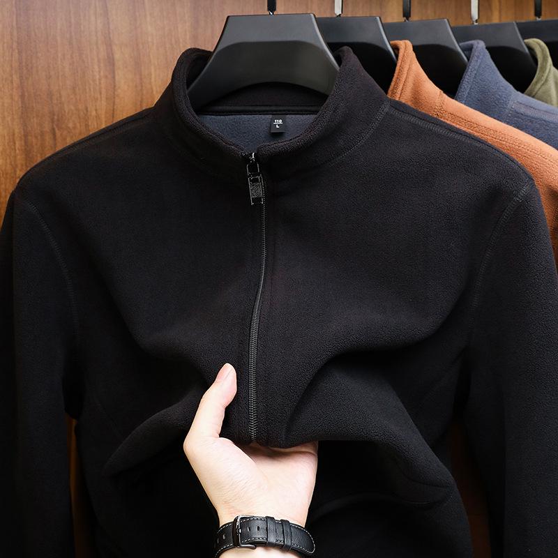 Men's Fleece Jacket: Autumn/Winter Warm Casual Stand-Up Collar Coat for Middle-Aged and Young