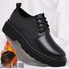 Men's Leather Shoes Spring British Platform Casual Derby Shoes Men's Dress Wedding Black Low Top Martin Boots 22717