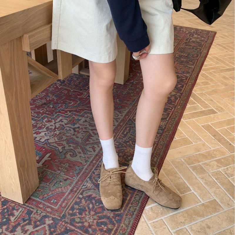 2025 new square head suede inner heightening loafers flat single shoes one pedal casual retro
