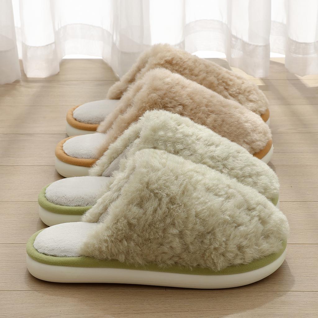 Autumn and winter cotton slippers couple indoor home household non-slip thick bottom warm soft plush cotton mop