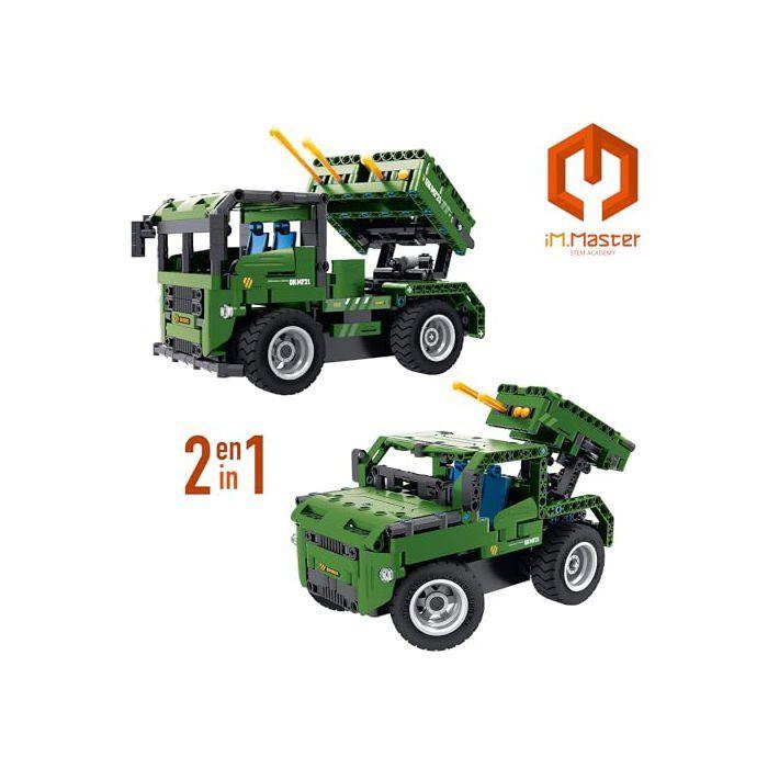Jeu de construction voiture radiocommandée - COLORBABY - Camion militaire - 364 pièces - 2 en 1 - Vert foncé