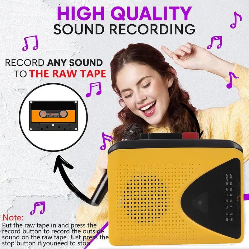 Player Portabil Casete - Înregistrează pe Casetă, Radio AM/FM, Stereo, cu Microfon, Difuzor și Jack 3.5mm