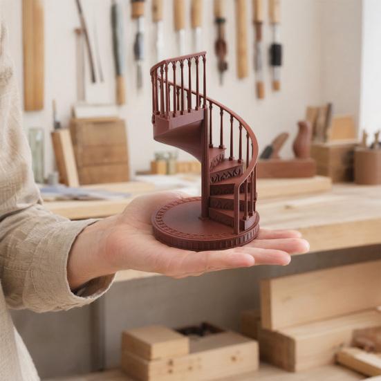 Miniatur-Wendeltreppe, Winziges Retro-Treppenmodell, Miniaturtreppen-Nachbildung für Puppenhaus im Maßstab 1:12, Miniatur-Szenen