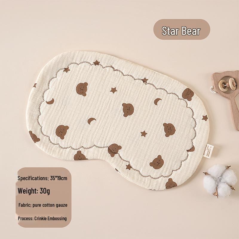 Cloud-Shaped Newborn Pillow, Ten-Layer Cotton Gauze, Baby Flat Pillow and Burp Cloth, Customizable Logo