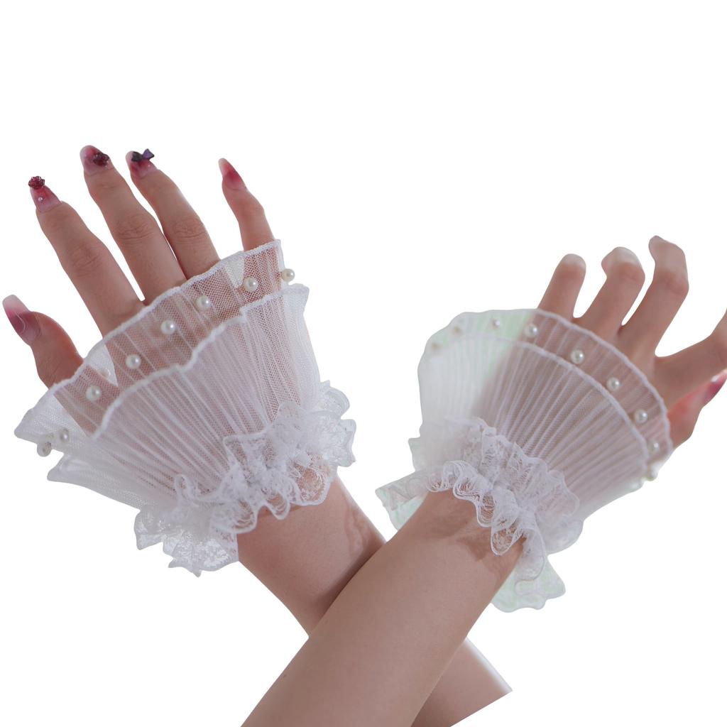 Elegant Pearl Lace Cuffs Sleeves Wrist Cuffs For Nail Art Photography And Fashion Decorative Sleeves Hand Accessories