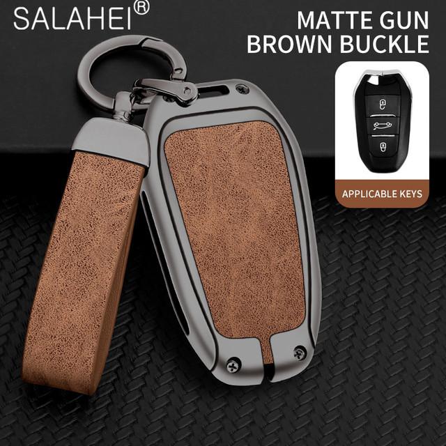 

Кожаный чехол для ключей из цинкового сплава для Peugeot 2008 3008 4008 5008 308 408 508 для Citroen C4 C6 C3-XR, аксессуары для ключей