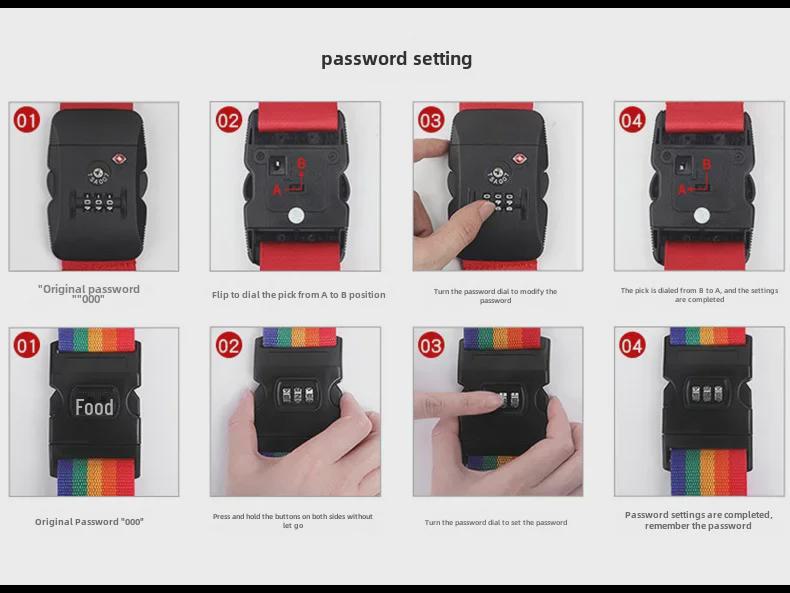 Curea valiză antiexplozivă cu curele încrucișate, cataramă de întărire și lacăt TSA