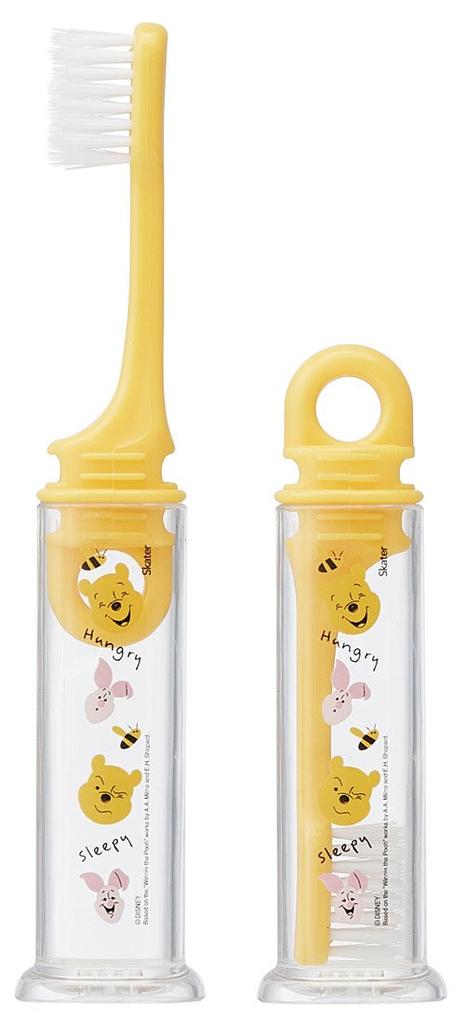 Skater Standing Jointed Toothbrush with Dental Medium Winnie the Disney Case, Bristles, 14.5cm, Pooh, Design, TRKS1-A