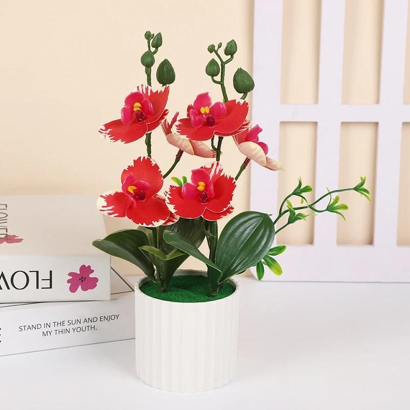 1Pcs Butterfly Fake Orchid Bonsai Artificial Flower Plant Dining Table Home Room Office Vase Accessory Wedding Decoration 27cm