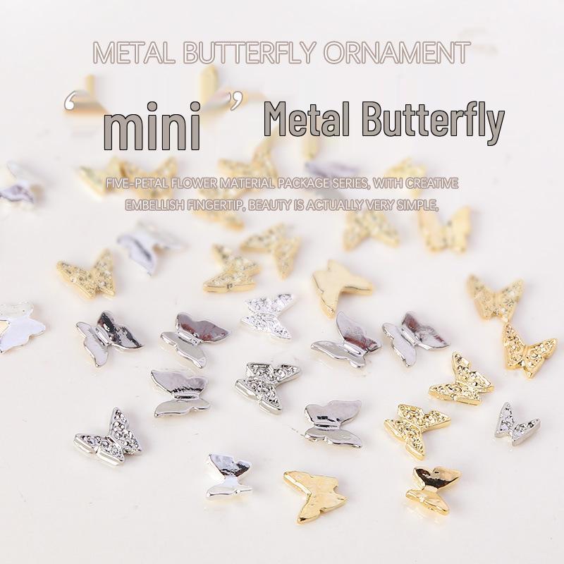 20-Piece Minimalist 3D Butterfly Nail Art Decorations in Gold & Silver