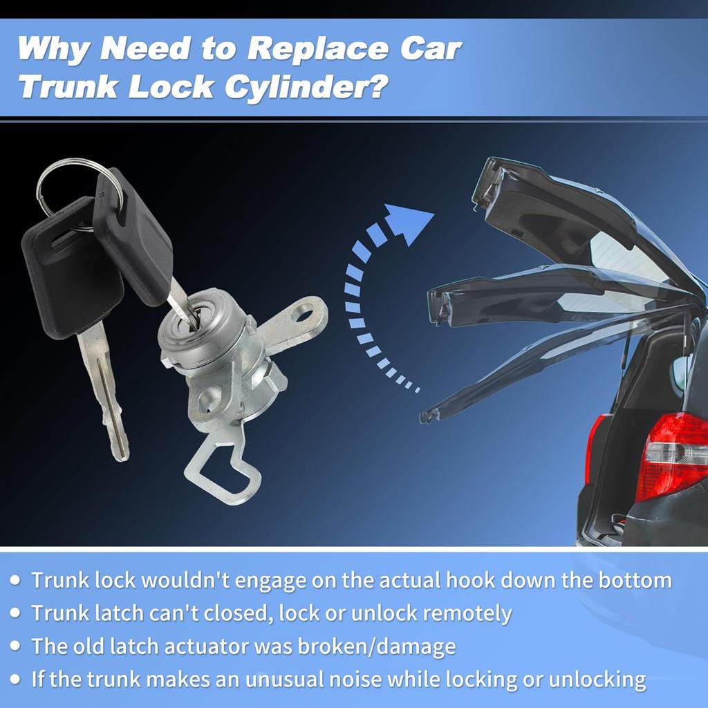 Upgraded Aluminum Alloy Tailgate Lock Cylinder with Keys for Nissan Frontier 2005-2021 Rear Trunk Liftgate Door Lock Cylinder Set Replace