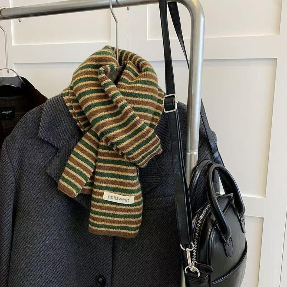 Soft Texture Warm Winter Scarf Knitted Fabric Stripe Scarf Warm Couple Scarf  Outdoor Wear
