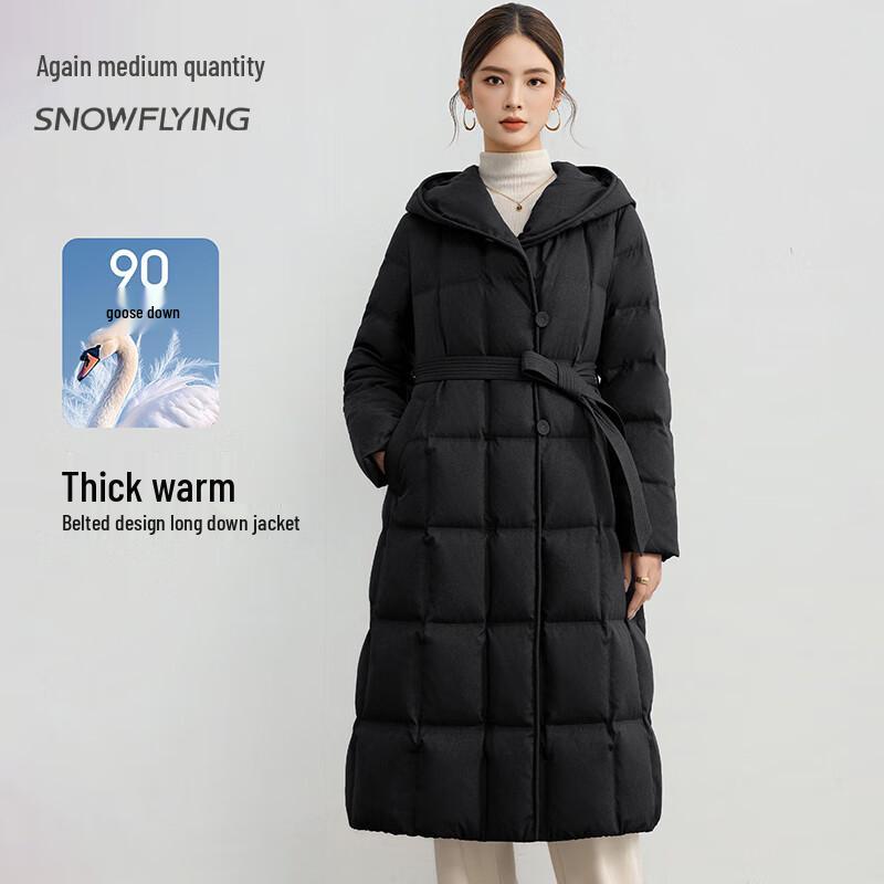 Snowflying Women's Goose Down Mid-Length Winter Puffer Jacket