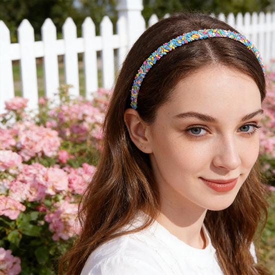 Thin Headbands for Girls Sparkly Sequin Hairbands Non-slip Cute Glitter Hair Accessories for Children Toddlers