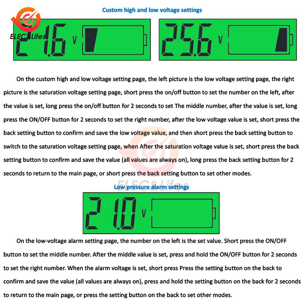 DC 8-11V USB1.1+Tpye-C Lead Acid Lithium Battery Capacity Indicator Car Motorcycle Digital Voltmeter Voltage Tester Meter Tool