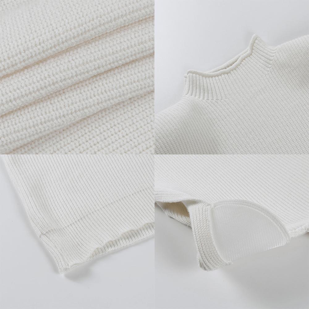 Damska kamizelka sweterkowa z krótkim rękawem Y2k Sweter bez rękawów Topy Sweter z dzianiny prążkowanej z golfem Elegancki