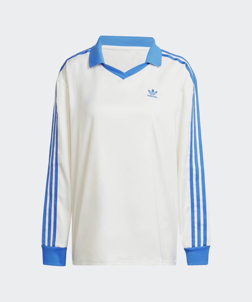 ADIDAS 3S Satin Long Sleeve Tee - White:Blue / Ir6100