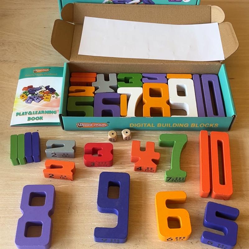 

Solid Wood Math Puzzle Blocks - Early Education Toy for Kids