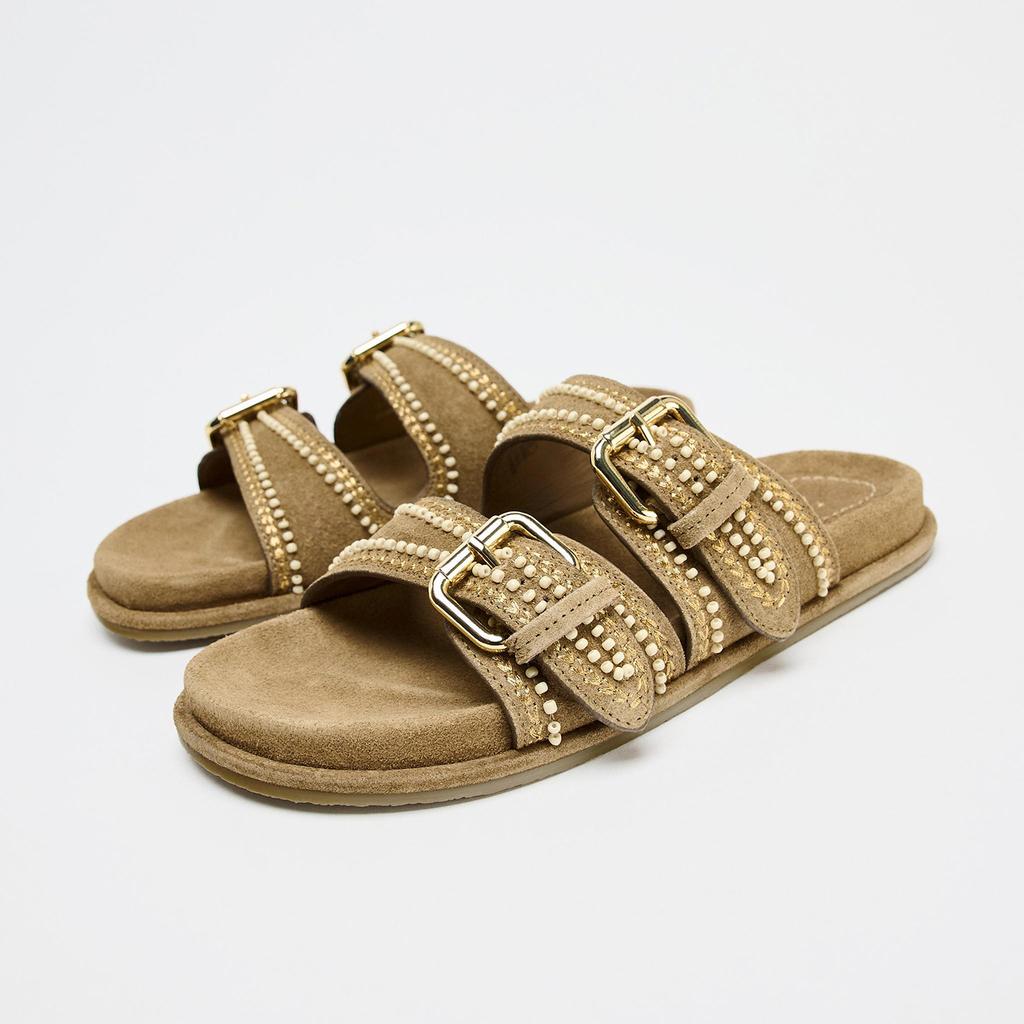 Fashion 2025 Summer New Open Toe Women's Slippers Outdoor Platform rivet Buckle Flat with Sandals Hot Sale Daily Casual Slippers Zapatos