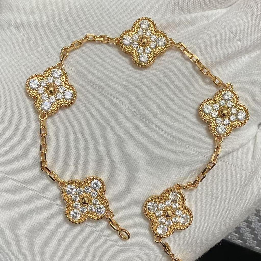 Nouă Versiune Brățară Trifoi cu Patru Foi Cinci Flori Agat Roșu Natural Sidef Alb Brățară Dama Brățară Laser